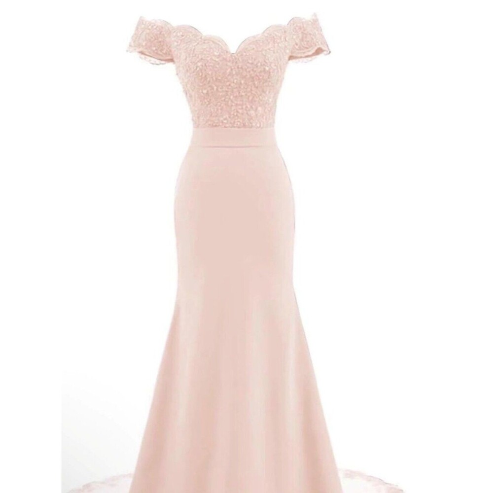 Lace Mermaid Prom Dresses for Women Off Shoudler Bridesmaid Dresses Long Sleeve